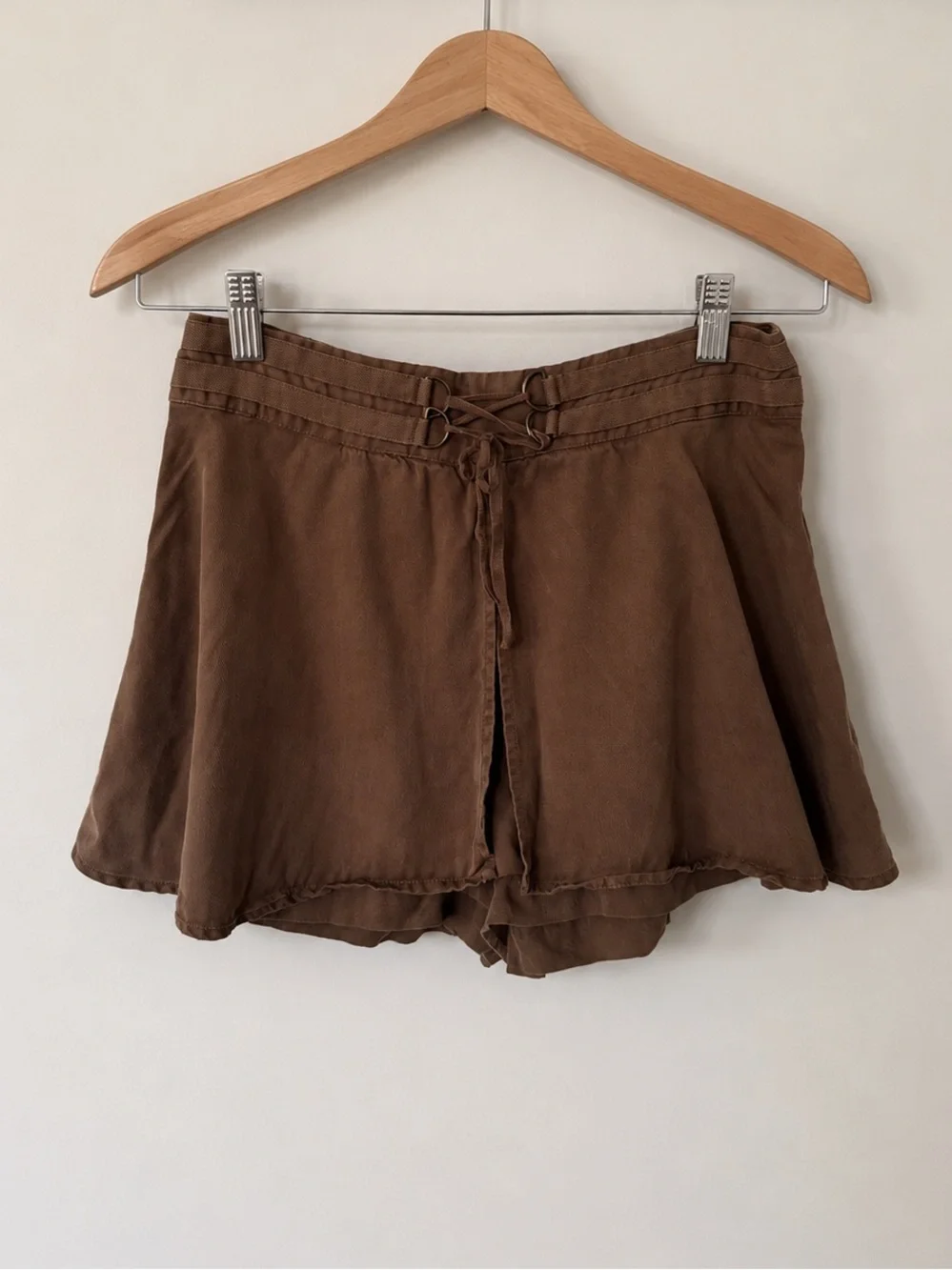 Free People Brown Drawstring Flowy Skort Shorts